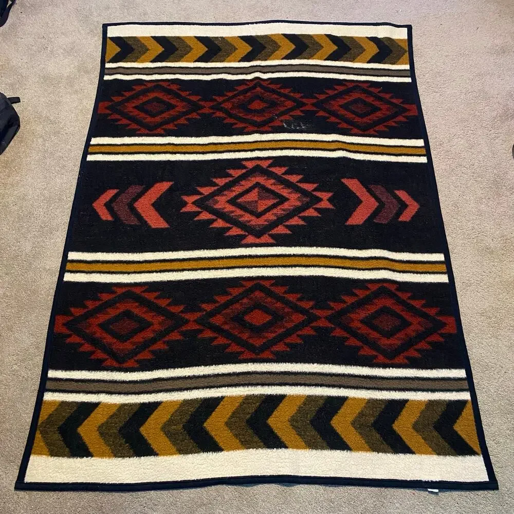 Vintage Biederlack Reversible Blanket Southwest Geometric Aztec Throw 53